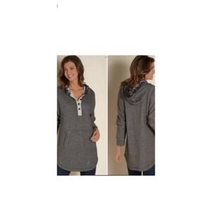 Soft Surroundings cabin cuddle up French terry faux fur hoodie sweater medium